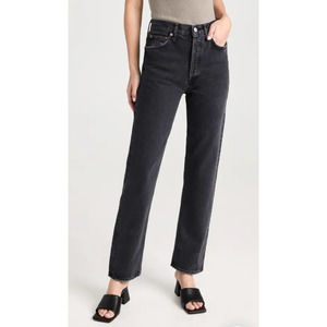 AGOLDE 90s Pinch High Waist Straight Leg Organic Cotton Jeans 30 black button